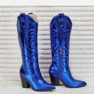 Blue Western-Style Women's Boots